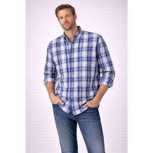 Banana Republic Men's XL Blue Ivory‎ Plaid Button Up Shirt Long Sleeve Casual